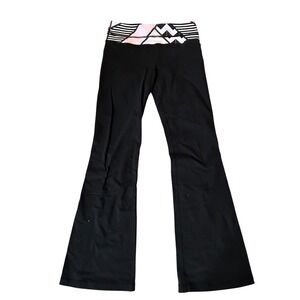 Lululemon Black Flare Yoga Groove Pants Geometric Waistband Size 6 Y2K Vintage
